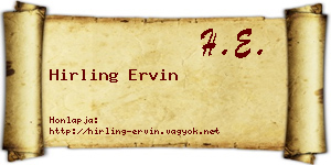 Hirling Ervin névjegykártya